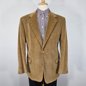 VTG Grant Thomas Men's Sport Coat Blazer Two Button Brown Corduroy Cotton‎ 42R